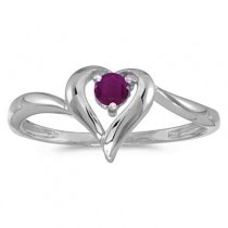 Ruby Heart Right-Hand Ring in 14k White Gold (0.30ct)