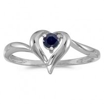 Blue Sapphire Heart Right-Hand Ring in 14k White Gold (0.30ct)