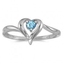 Blue Topaz Heart Right-Hand Ring in 14k White Gold (0.30ct)