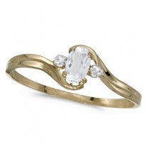 White Topaz Solitaire & Diamond Accents Ring 14K Yellow Gold (0.28ct)