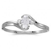 White Topaz Solitaire & Diamond Accented Ring 14K White Gold (0.28ct)