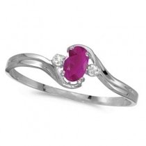 Oval Ruby and Diamond Right-Hand Ring 14K White Gold (0.35ctw)