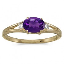 Oval Amethyst & Diamond Right-Hand Ring 14K Yellow Gold (0.45ct)