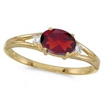 Oval Ruby & Diamond Right-Hand Ring 14K Yellow Gold (0.60ct)