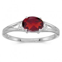 Oval Ruby & Diamond Right-Hand Ring 14K White Gold (0.60ct)
