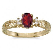 Ruby and Diamond Filigree Ring Antique Style 14k White Gold