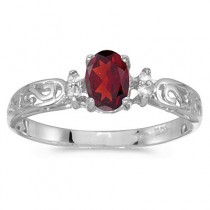 Ruby and Diamond Filagree Ring Antique Style 14k White Gold