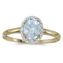 Aquamarine and Diamond Cocktail Ring in 14K Yellow Gold (0.70ct)