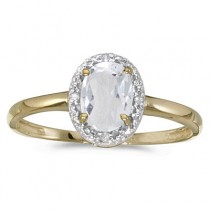 White Topaz and Diamond Cocktail Ring in 14k Yellow Gold (1.00ct)