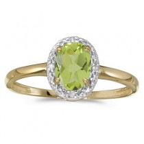 Peridot and Diamond Cocktail Ring in 14K Yellow Gold (0.95ct)