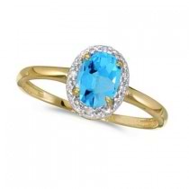 Blue Topaz and Diamond Cocktail Ring in 14K Yellow Gold (1.00ct)