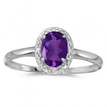 Amethyst and Diamond Cocktail Ring in 14K White Gold (0.80ct)