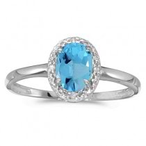 Blue Topaz and Diamond Cocktail Ring in 14K White Gold (1.00ct)