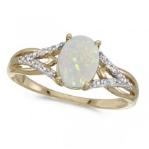 Oval Opal and Diamond Cocktail Ring 14K Yellow Gold (0.70ct)