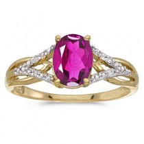 Oval Pink Topaz and Diamond Cocktail Ring 14K Yellow Gold (1.62tcw)