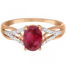 Oval Ruby and Diamond Cocktail Ring in 14K Rose Gold (1.52 ctw)