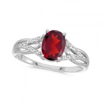 Oval Ruby and Diamond Cocktail Ring in 14K White Gold (1.52 ctw)