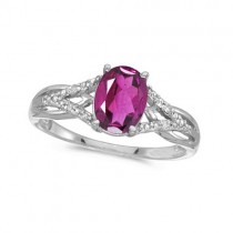 Oval Pink Topaz and Diamond Cocktail Ring 14K White Gold (1.62tcw)
