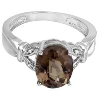 Smoky Topaz & Diamond Accented Cocktail Ring 14k White Gold (2.55ct)