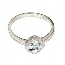 Cushion-Cut Green Amethyst Antique Style Ring 14K White Gold (6mm)