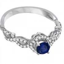 Blue Sapphire and Diamond Twist Ring in 14k White Gold (0.61ct)