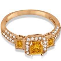 Citrine & Diamond Engagement Ring in 14k Rose Gold (1.35ctw)