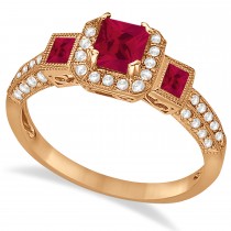 Ruby & Diamond Engagement Ring in 14k Rose Gold (1.35ctw)