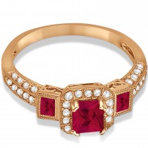 Ruby & Diamond Engagement Ring in 14k Rose Gold (1.35ctw)