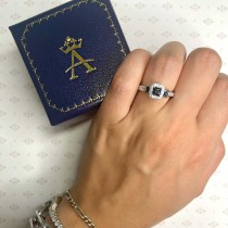 Blue Sapphire & Diamond Engagement Ring 14k White Gold (1.35ctw)