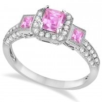 Pink Sapphire & Diamond Engagement Ring in 14k White Gold (1.35ctw)
