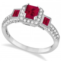 Ruby & Diamond Engagement Ring in 14k White Gold (1.35ctw)