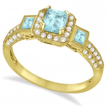 Aquamarine & Diamond Engagement Ring in 14k Yellow Gold (1.35ctw)