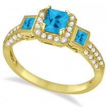 Blue Topaz & Diamond Engagement Ring in 14k Yellow Gold (1.35ctw)