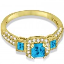 Blue Topaz & Diamond Engagement Ring in 14k Yellow Gold (1.35ctw)
