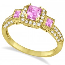 Pink Sapphire & Diamond Engagement Ring in 14k Yellow Gold (1.35ctw)