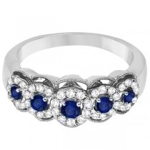 Blue Sapphire & Diamond Ring 14k White Gold (0.75ctw)
