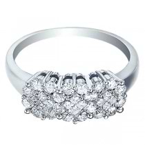 Round & Princess Cut Diamond Clusters Flower Ring 14k Gold (0.75ct)