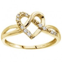 Diamond Knot Heart Shaped Right Hand Ring 14k Yellow Gold (0.10ct)