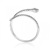 Snake Shape Diamond Fashion Ring 14k White Gold 0.21 ct
