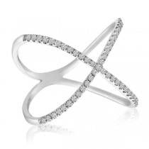 X-Shaped Diamond 14k Fashion Ring White Gold 0.2 ct