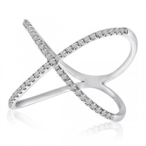 X-Shaped Diamond 14k Fashion Ring White Gold 0.2 ct