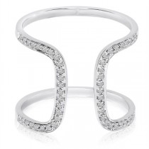 Omega Shape Diamond Fashion Ring 14k White Gold 0.2 ct