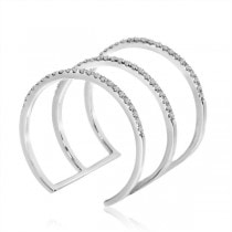 3-Row Diamond Fashion Ring 14k White Gold 0.25 ct