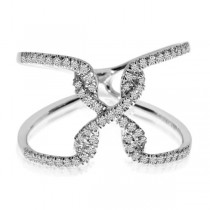 Diamond X Abstract Fashion Ring in 14k White Gold (0.26ct)
