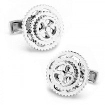 Bicycle Gears Cufflinks in Polished Sterling Silver