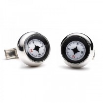 Iconic Compass Face Cufflinks in Sterling Silver