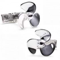 Men's Shiny Propeller Cufflinks in Sterling Silver