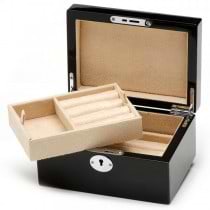 Men's Valet Box for Cufflink & Jewelry with Removable Tray and Lock