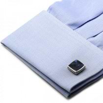 Men's Classic Scaled Lapis Cufflinks in Sterling Silver