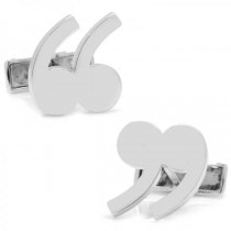 Quotation Marks Carved Cufflinks in Polished Sterling Silver